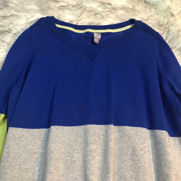 JcPenney JCP Blue, Gray, and Yellow Colorblock Knit Pullover Sweater 1X - Picture 4 of 14